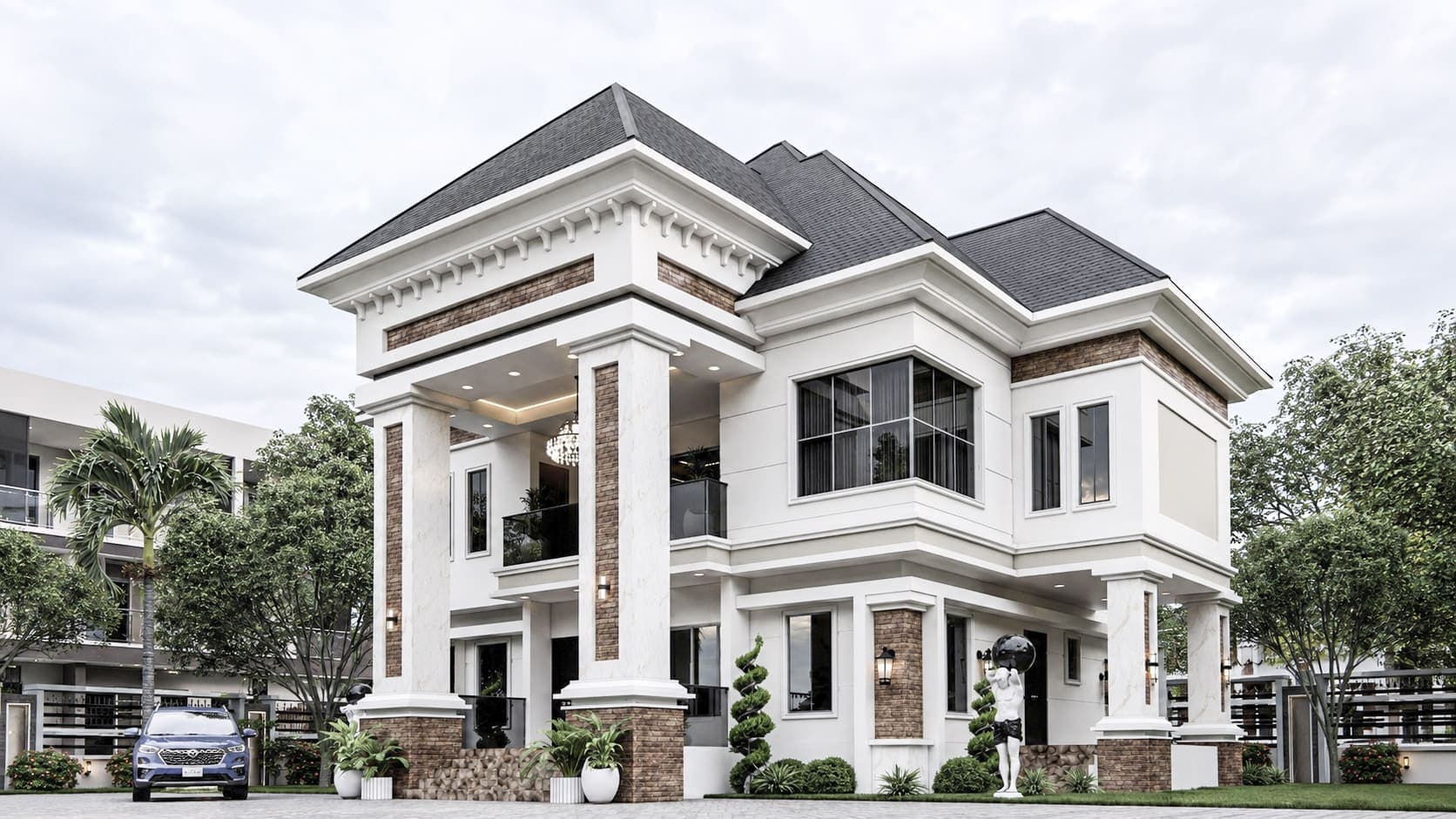 Executive 6-Bedroom Luxury Duplex with Dual Staircases, Private Library & Multiple Balconies-2