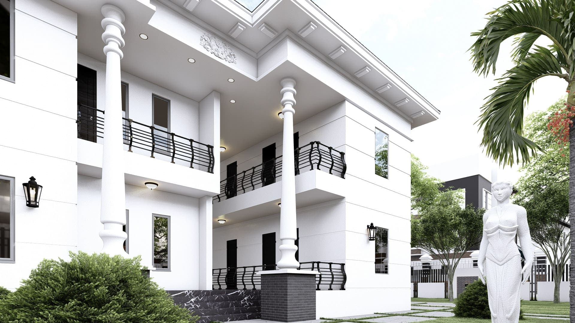 Modern 6-Bedroom Luxury Duplex with Attached Guesthouse, Dual Balconies & Open-View Living Space-5
