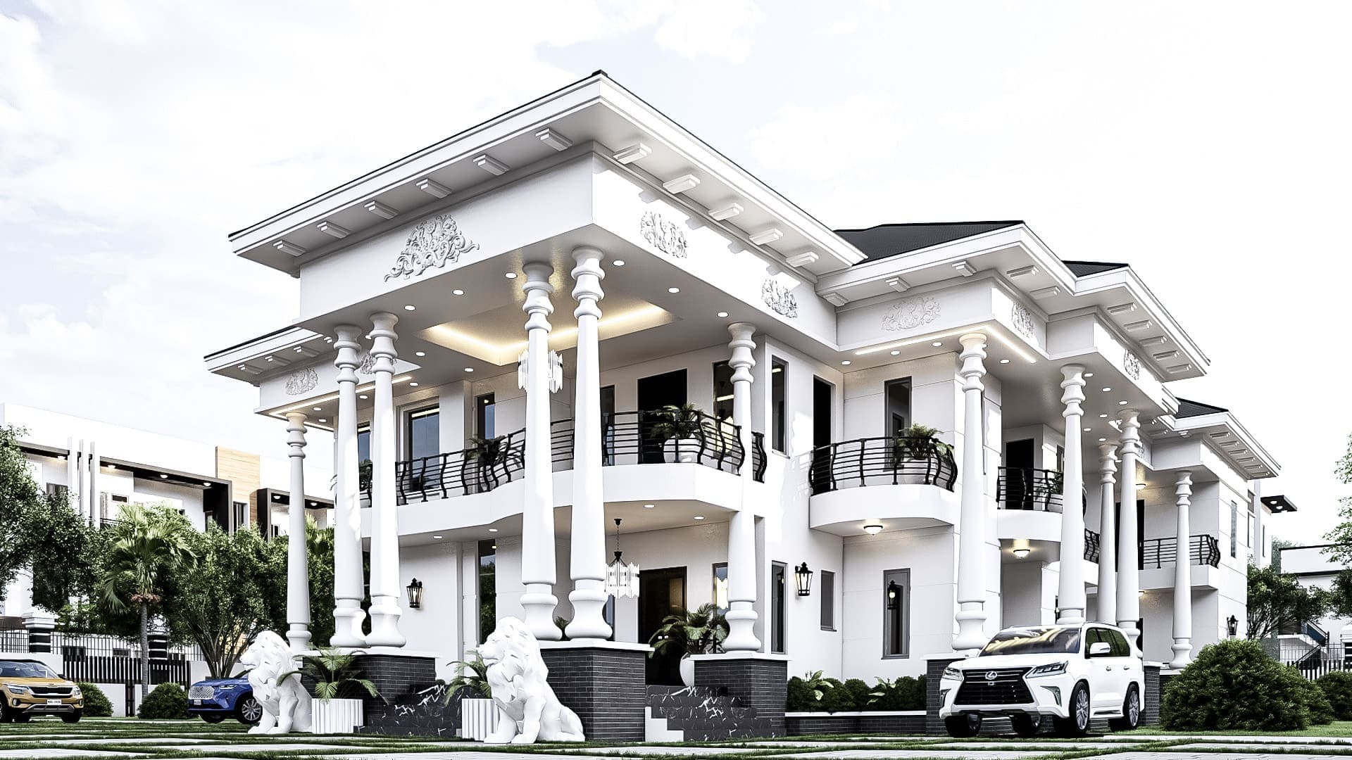 Modern 6-Bedroom Luxury Duplex with Attached Guesthouse, Dual Balconies & Open-View Living Space-3