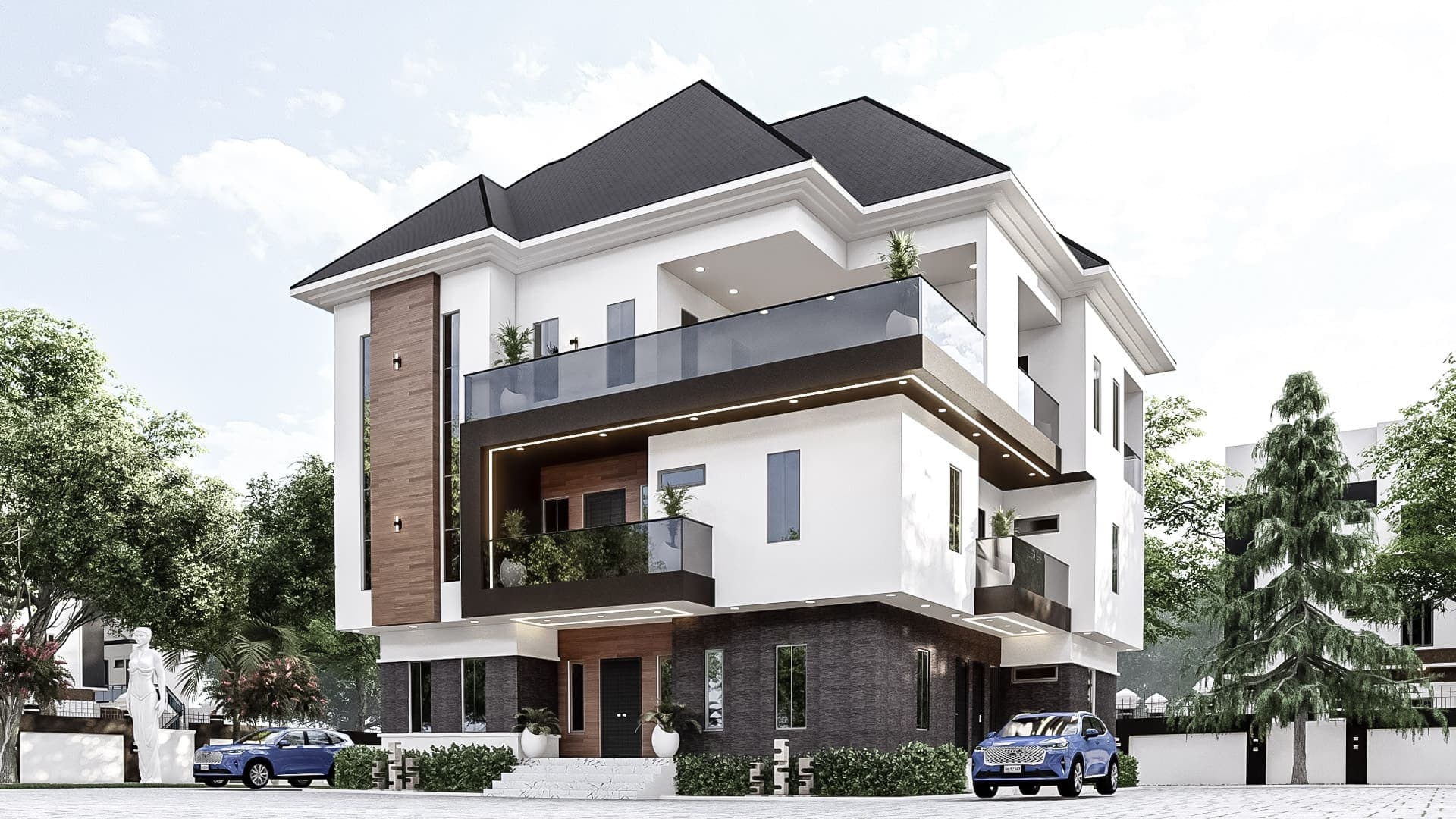 Luxury 5-Bedroom Triplex with Penthouse Master Suite, Attached Apartments & Multi-Family Investment Layout-2