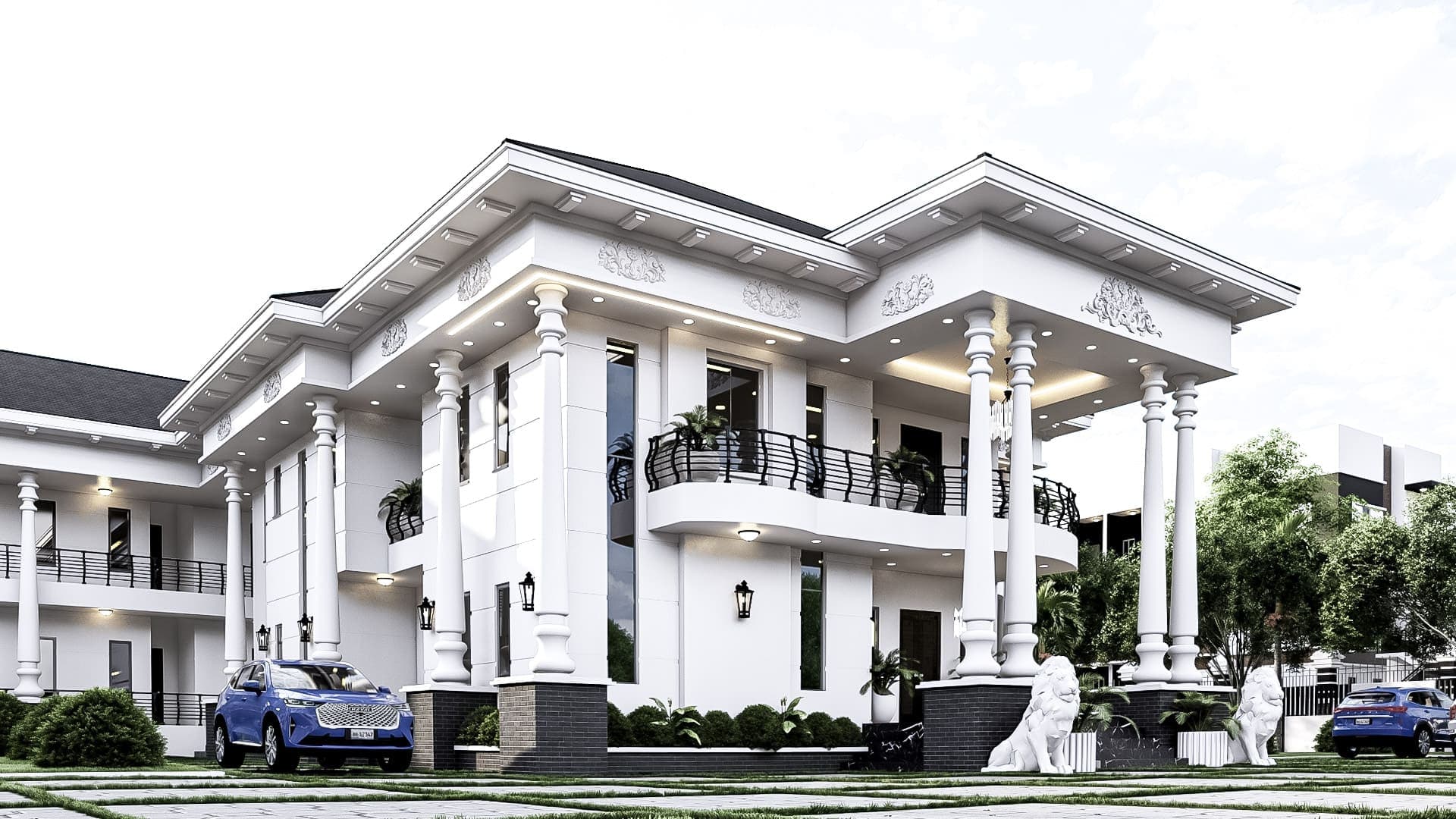 Modern 6-Bedroom Luxury Duplex with Attached Guesthouse, Dual Balconies & Open-View Living Space-2