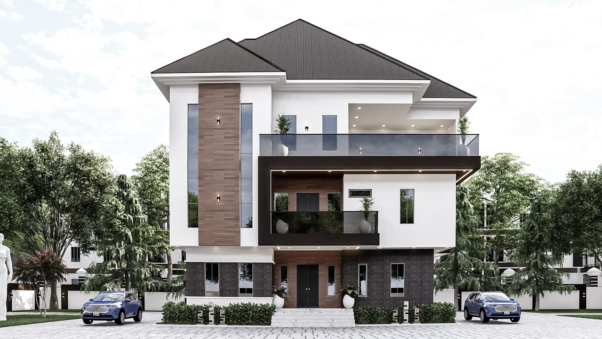Luxury 5-Bedroom Triplex with Penthouse Master Suite, Attached Apartments & Multi-Family Investment Layout-1