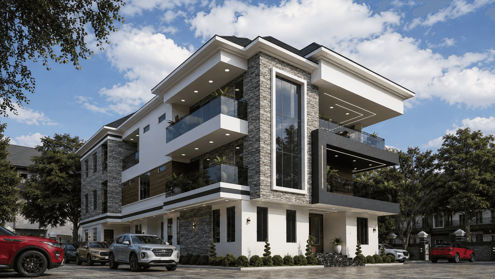 Grand 9-Bedroom Luxury Triplex with Three Attached 2-Bedroom Apartments, Multiple Balconies & Spacious Front Terraces-2