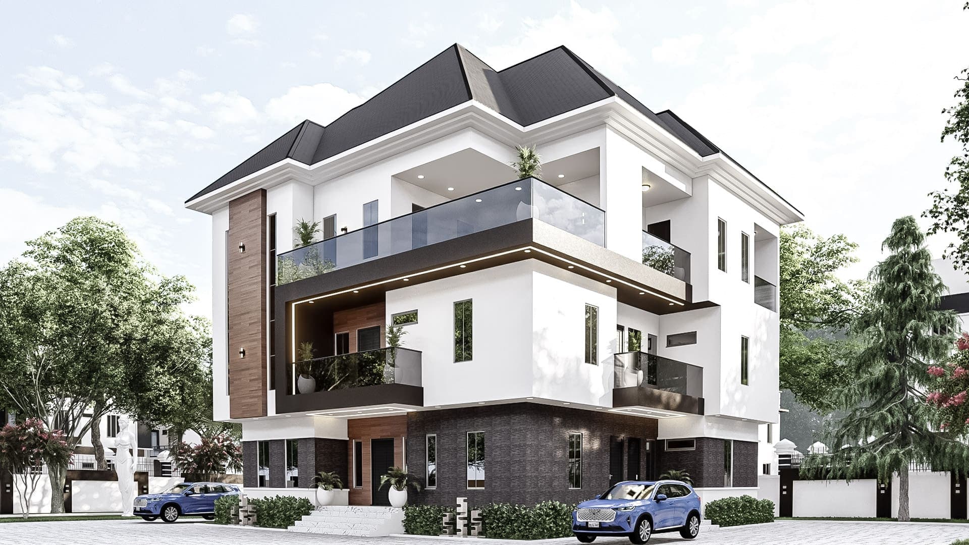 Luxury 5-Bedroom Triplex with Penthouse Master Suite, Attached Apartments & Multi-Family Investment Layout-3