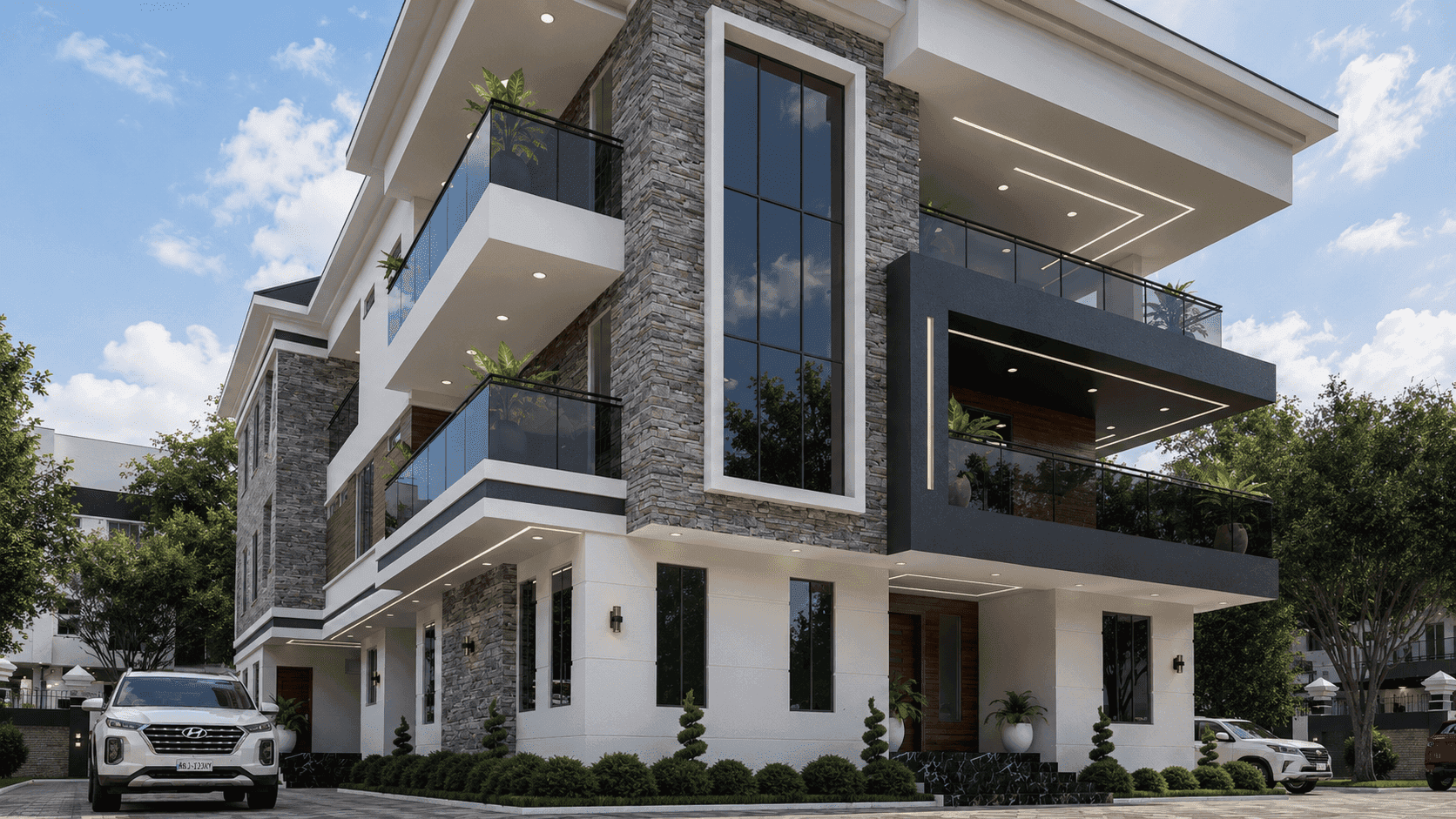 Grand 9-Bedroom Luxury Triplex with Three Attached 2-Bedroom Apartments, Multiple Balconies & Spacious Front Terraces-4