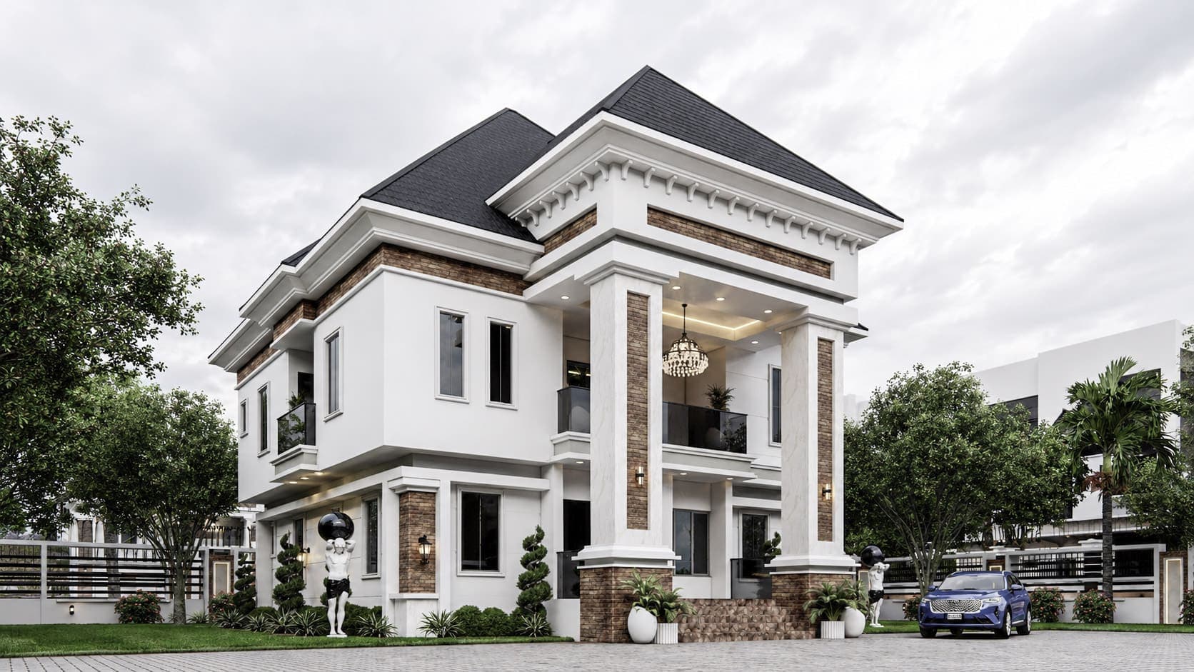 Executive 6-Bedroom Luxury Duplex with Dual Staircases, Private Library & Multiple Balconies-3