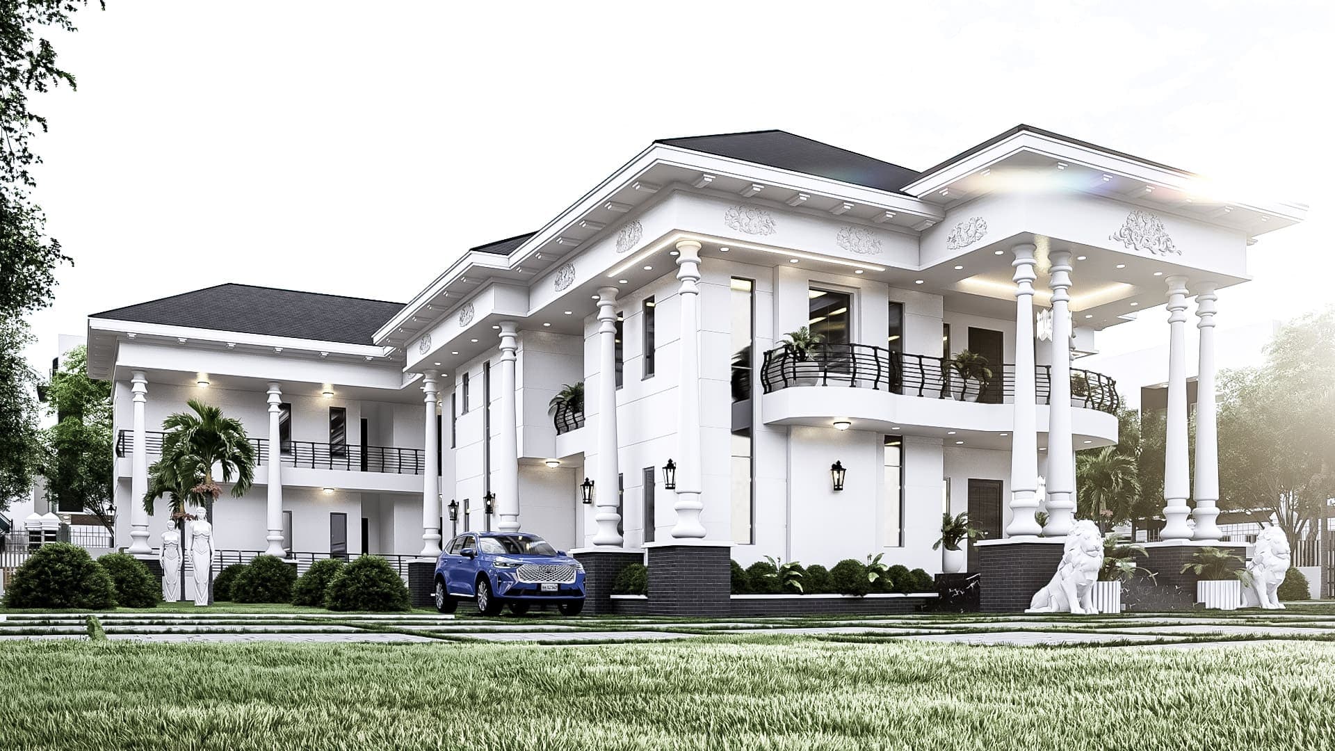 Modern 6-Bedroom Luxury Duplex with Attached Guesthouse, Dual Balconies & Open-View Living Space-6