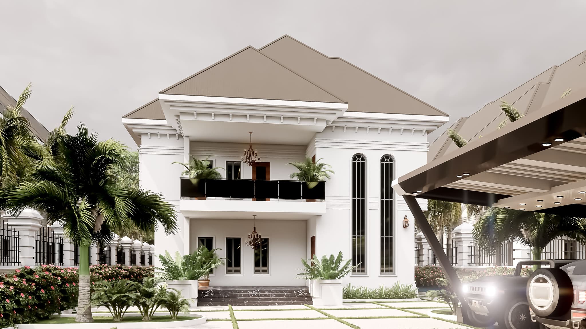 Modern 6-Bedroom Duplex with Front & Rear Balconies and Family Spaces-4