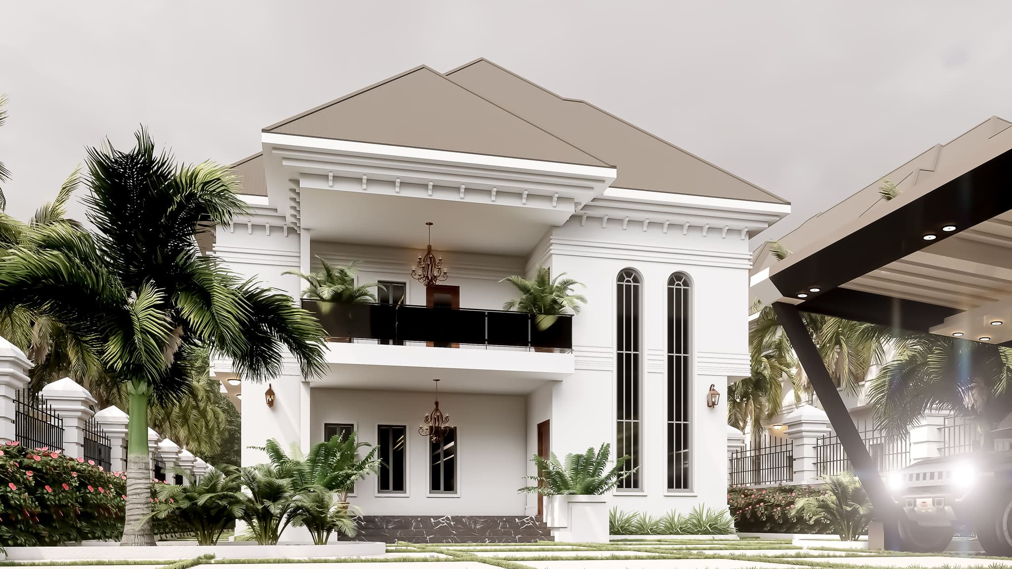 Modern 6-Bedroom Duplex with Front & Rear Balconies and Family Spaces-3