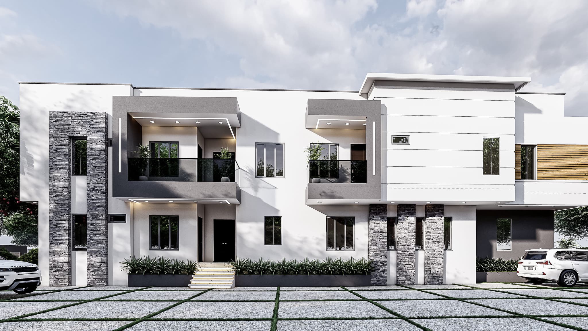 Modern 4-Bedroom Duplex with Two Attached 1-Bedroom Apartments-1