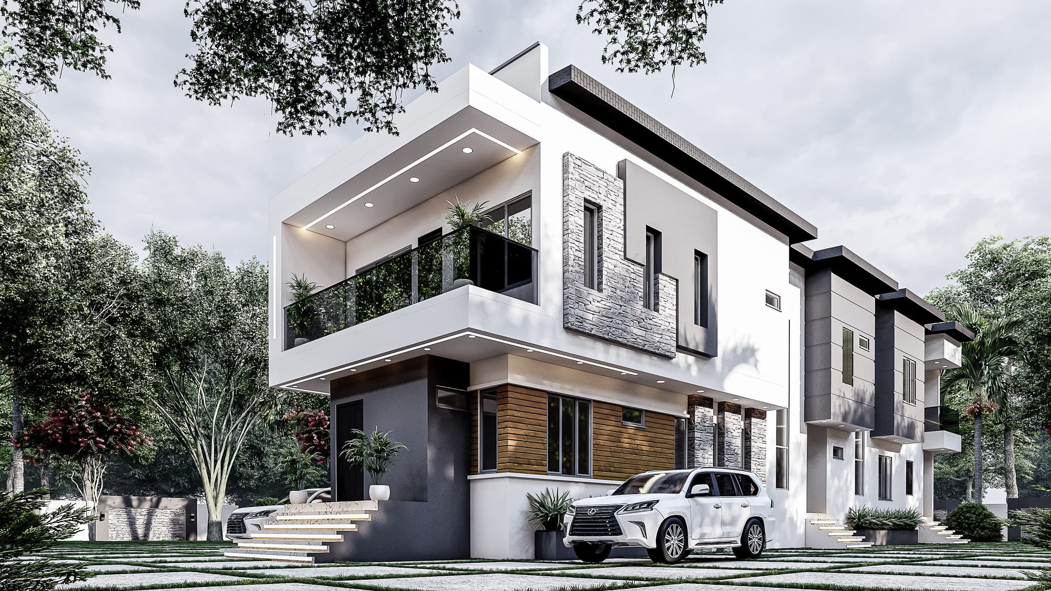 Modern 4-Bedroom Duplex with Two Attached 1-Bedroom Apartments-3