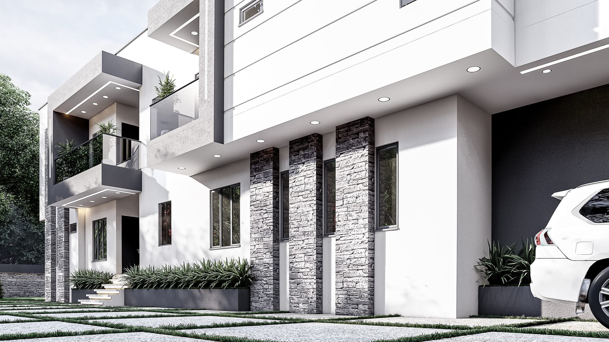 Modern 4-Bedroom Duplex with Two Attached 1-Bedroom Apartments-2
