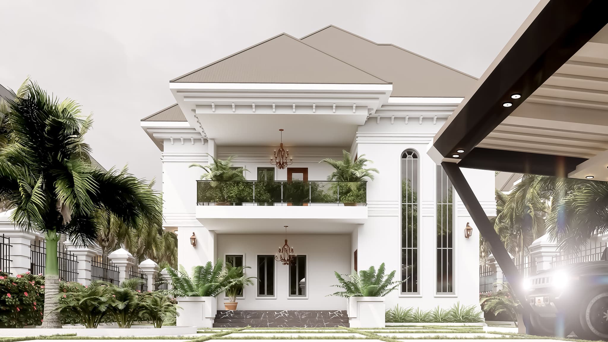 Modern 6-Bedroom Duplex with Front & Rear Balconies and Family Spaces-5