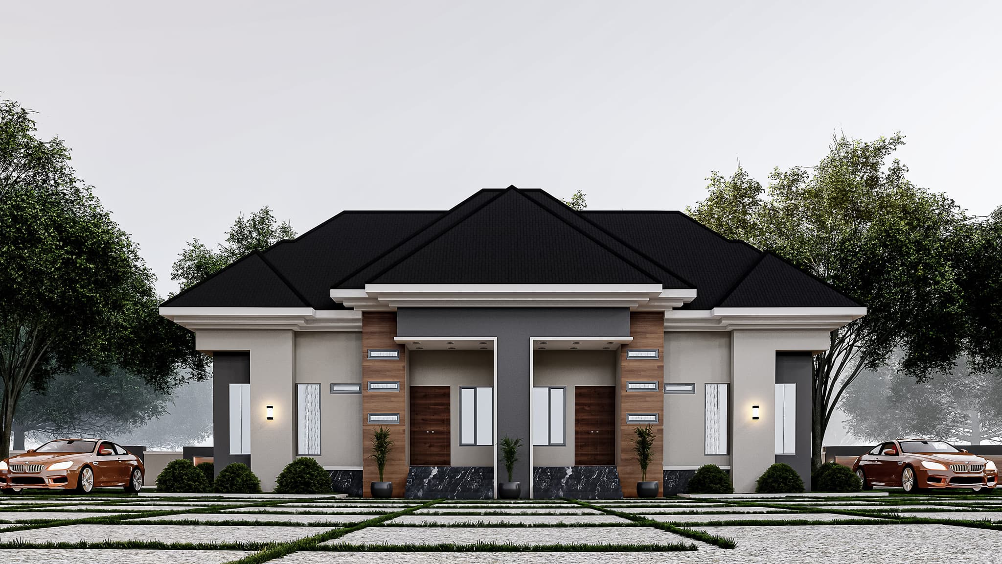 Modern 2-Bedroom Block of Flats Bungalow Perfect for Small Land Spaces-1