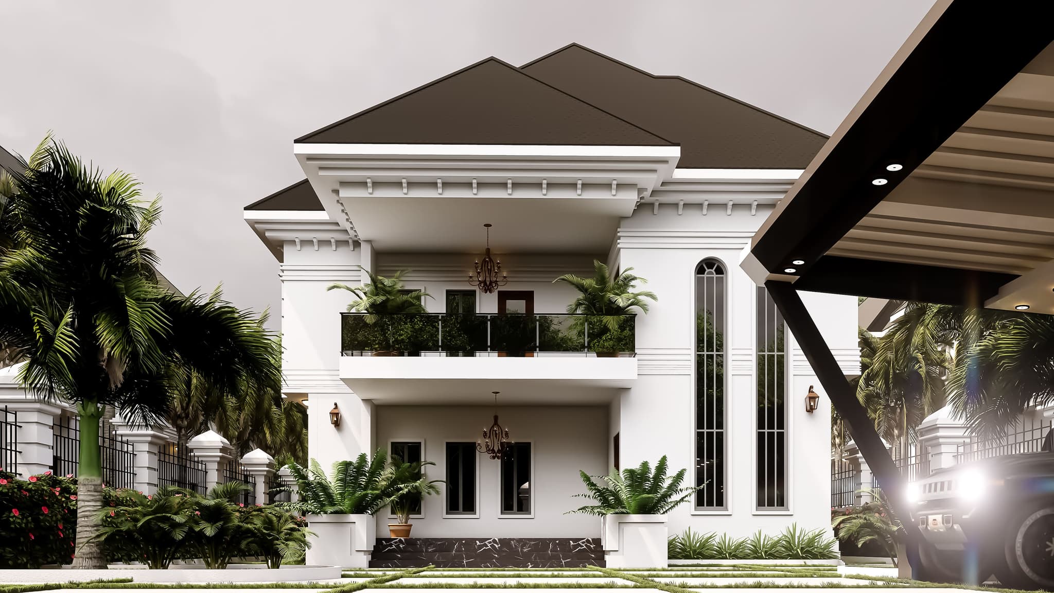 Modern 6-Bedroom Duplex with Front & Rear Balconies and Family Spaces-1