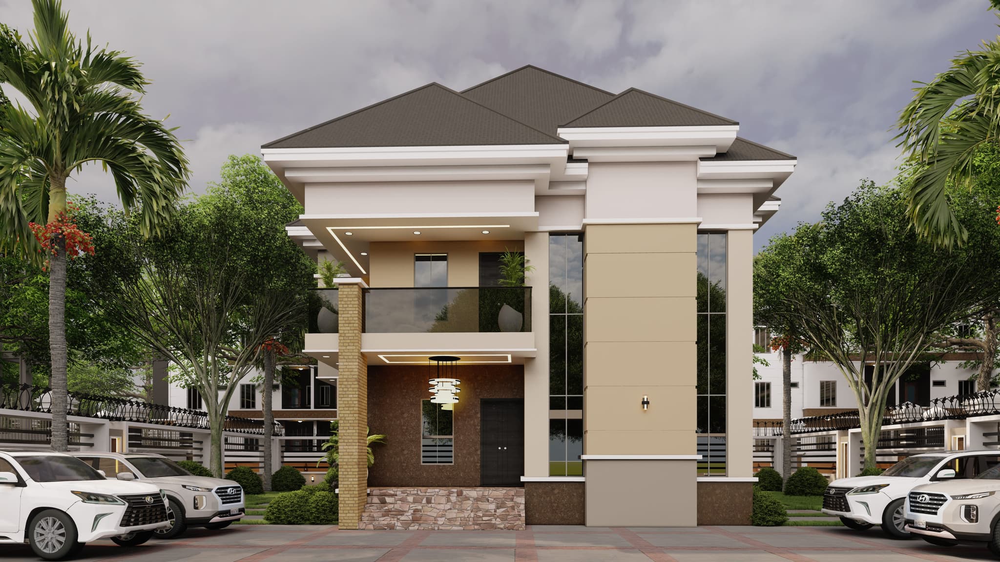 Contemporary 6-Bedroom Luxury Duplex with Dual Staircases, Family Lounge & Private Sit-Outs-1