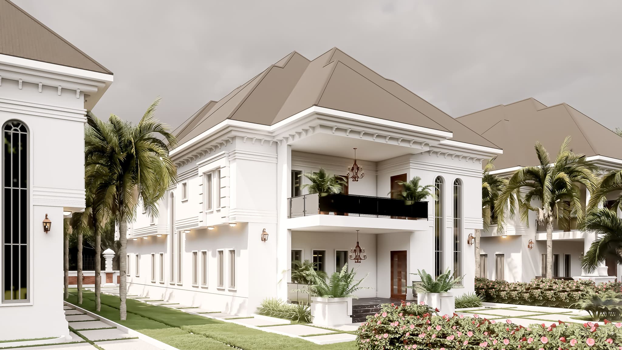 Modern 6-Bedroom Duplex with Front & Rear Balconies and Family Spaces-2